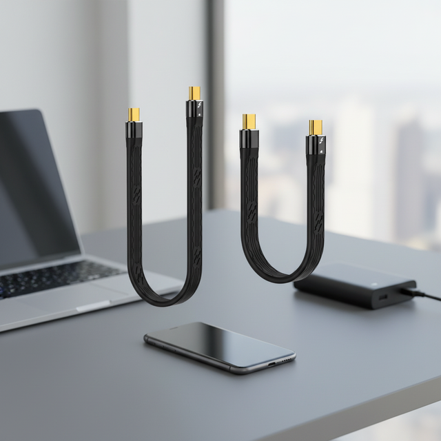 Thunderbolt 4 USB-C Short Flex Cable, 40Gbps High-Speed Data, 100W Two-Way Fast Charging, 8K 60Hz Display, Portable for Travel