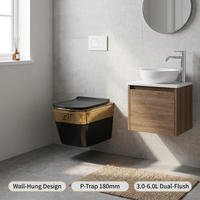 Ensemble WC mural monobloc en céramique de luxe moderne à double chasse, vente en gros d'usine, pour hôtels, villas et salles de bain