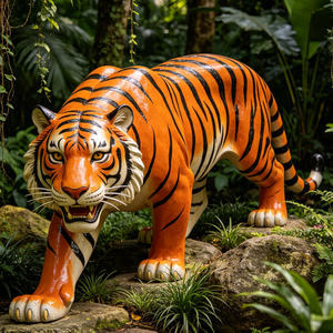 Grande Scultura in Resina e Fibra di Vetro di Animali della Giungla e Safari: Giraffa, Zebra, Tigre, Scimmia, Statua Ornamentale da <span class=keywords><strong>Giardino</strong></span> - Product Image 4