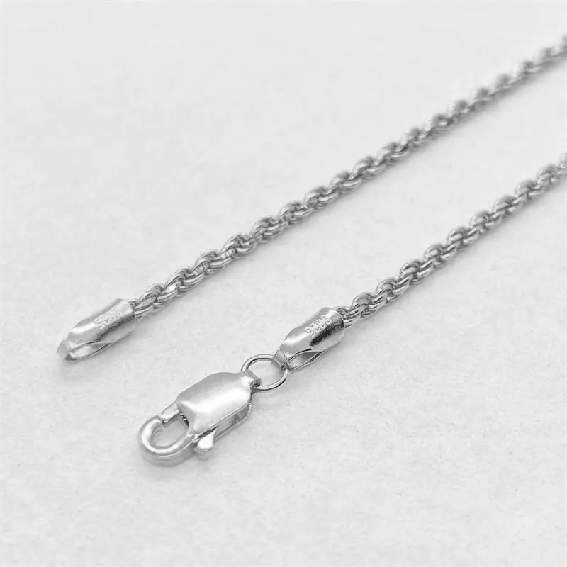 wholesale 1.5mm 2.5mm 3mm 925 sterling silver rope chain necklace
