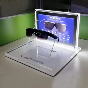 Factory custom counter top shop led pmma plexiglass acrylic 3D sunglasses eyewear display rack tray acrylic glasses display