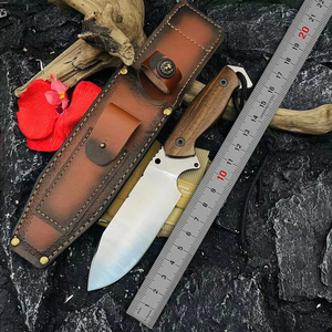 Couteau de survie en acier inoxydable personnalisable de haute qualité, manche en bois, longueur totale 280 mm, épaisseur 6 mm, pour le camping en plein air et le bricolage - Product Image 1