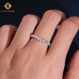 Bague demi-éternité ZUANFA JEWELRY en argent 925 avec diamant de laboratoire NGTC, sertie de griffes, taille ronde, alliance pour femme - Product Image 3