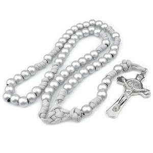 Rosari Robusti con Perle Acriliche Grigio <span class=keywords><strong>Argento</strong></span> <span class=keywords><strong>da</strong></span> 12mm, <span class=keywords><strong>Rosario</strong></span> Cattolico <span class=keywords><strong>da</strong></span> <span class=keywords><strong>Uomo</strong></span> <span class=keywords><strong>in</strong></span> Paracord - Product Image 5