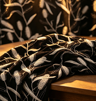 Tissu en velours brodé de feuilles de bambou et de sequins de haute qualité, durable et anti-déchirure, pour manteaux/vestes de style chinois pour filles et garçons