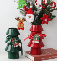 Vase en céramique en forme de sapin de Noël et de chaussure rouge, ornement de décoration d'intérieur, cuisson à haute température, pour meuble TV de salon, cadeau de fêtes