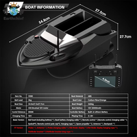 Nouveau bateau à appâts V080 avec sondeur de poissons, GPS 180 points, bateau à appâts 120 pieds, sonar, moteur à double balais, distance de contrôle 800 mètres