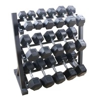 Support de rangement pour haltères à 3 niveaux, robuste, en acier, avec largeur réglable, pour salle de sport à domicile