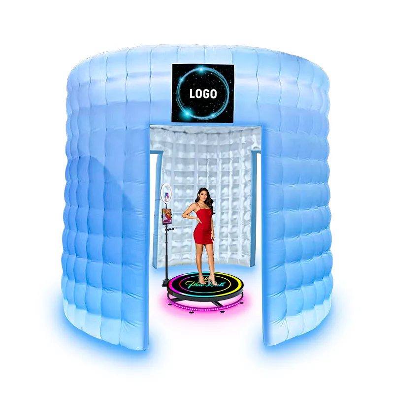 Draagbare Led 360 Photo Booth Opblaasbare Kubus Tent Halloween Inflable Photo Booth Foto 'S