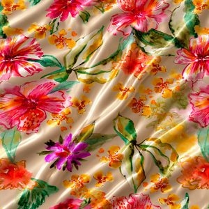 Tissu satiné modal floral 43/44" organique léger et transparent tissé pour vêtements féminins, vêtements de sport, robes de mariée et costumes - Product Image 1