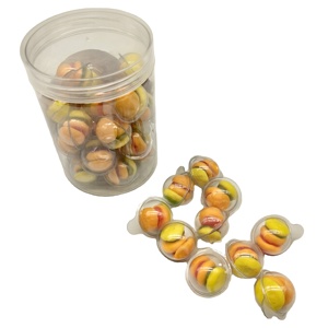 Vente en gros <span class=keywords><strong>Mini</strong></span> Gummies Sweet Macaron <span class=keywords><strong>Hamburger</strong></span> Jelly Soft Gummy Candy Fruité Aromatisé Emballé en Coquille de boule pour les fabricants - Product Image 1
