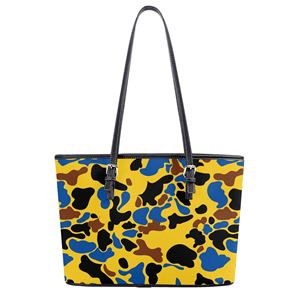 Borsa <span class=keywords><strong>Tote</strong></span> da Donna in <span class=keywords><strong>Pelle</strong></span> PU con Logo Personalizzato, Design Camouflage Blu, Borsa a Mano Moda Effetto Nuvola - Product Image 2