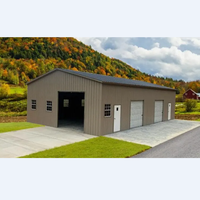 Abri en métal robuste pour garage double moderne avec toit en pointe, abri en acier polyvalent avec garage double en métal pour usage extérieur