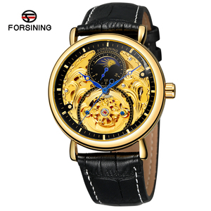 Montre automatique squelette élégante pour homme, neuve d'usine, mouvement Shanghai, bracelet 24 mm, cadran analogique, alarme, phase de lune personnalisée - Product Image 2