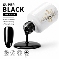 Vernis Gel Noir Intense Haute Pigmentation Couvrance Rapide (1 Couche) Soak Off UV LED Longue Durée pour Salon de Manucure