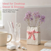 Vase et pot de rangement en céramique créatifs à pois, en forme de sac en papier, organisateur de bureau pour la décoration intérieure et les cadeaux (vente en gros)
