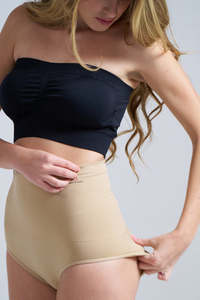 Beige High Waist <b>Tummy</b> <b>Control</b> Panty Women Seamless Body Shaper Slimming Underwear Breathable Elastic Fabric Invisible Shapewear - Product Image 4