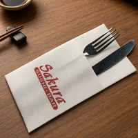 Sacs à couverts en papier Airlaid personnalisés, format banquet de restaurant, logo et motif imprimés sur mesure