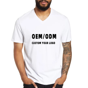 <span class=keywords><strong>T</strong></span>-shirts blancs personnalisés pour hommes à bas prix 100% coton <span class=keywords><strong>col</strong></span> en <span class=keywords><strong>v</strong></span> style décontracté d'é<span class=keywords><strong>t</strong></span>é avec logo personnalisé motif solide vente en gros - Product Image 2