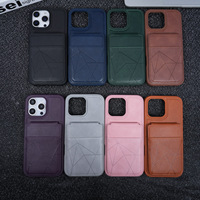Étui de téléphone portable avec support et porte-cartes magnétique en TPU+PU, design artisanal, pour 16 Pro Max et 17