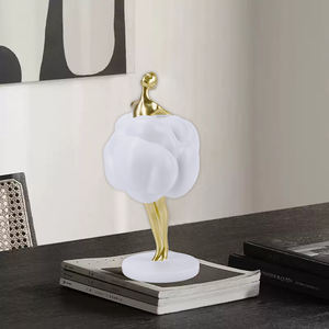 Redeco beyaz bulut elbise ile zarif soyut altın insan heykelcik reçine balerin hediyeler için kadın figürlü heykel ev dekorasyon - Product Image 6
