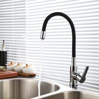 Robinet de cuisine flexible en acier inoxydable chromé, tuyau universel, mitigeur de cuisine chaud et froid Robinets de cuisine montés sur le pont