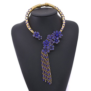 European American Luxury Full <strong>Diamond</strong> Flower <strong>Necklace</strong> Retro Tassel <strong>Fake</strong> Collar Elegant Banquet Fashion Pendant <strong>Necklaces</strong> - Product Image 3