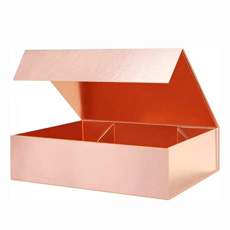Scatola regalo magnetica con chiusura magnetica di colore rosa di lusso scatola di imballaggio piatta in carta pieghevole con magnete personalizzato