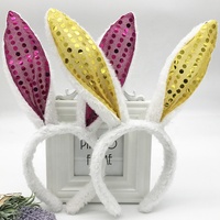 Serre-tête Pliable en Fourrure à Paillettes Brillantes avec Longues Oreilles de Lapin pour Noël et Pâques, Collection Automne-Hiver 2025 – Accessoire Cheveux Adorable