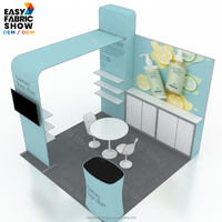 Stand d'exposition modulaire en aluminium droit sur mesure, kit complet pour salon professionnel avec étagères, comptoir et éclairage