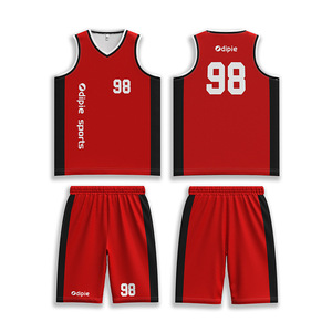 Fools Basketball Uniform Set Men Red Black V-Neck Quick Dry Jersey <b>Shorts</b> 98 Custom Number Team Wear 100% <b>Polyester</b> Private - Product Image 1