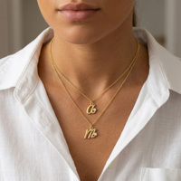 Collier Pendentif Initiale Minuscule Lettre Cursive Or Blanc Zircon Rond Chaîne Câble Bijou Personnalisé Cadeau pour Elle