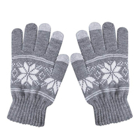 Moufles ou Gants en Tricot Acrylique Noirs Chauds d'Hiver Tactiles à Logo Personnalisé