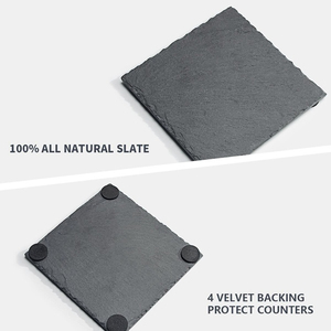 Wholesale Black Non-Slip Engraving Drink Slate Stone Bulk Coasters Set Square Blank Gift Box With Holder - Product Image 6