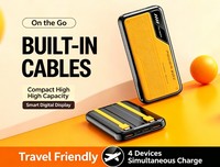 Batterie externe mobile 10000 mAh avec double câble intégré, alimentation instantanée, homologuée pour le transport aérien, marque personnalisée, vente en gros
