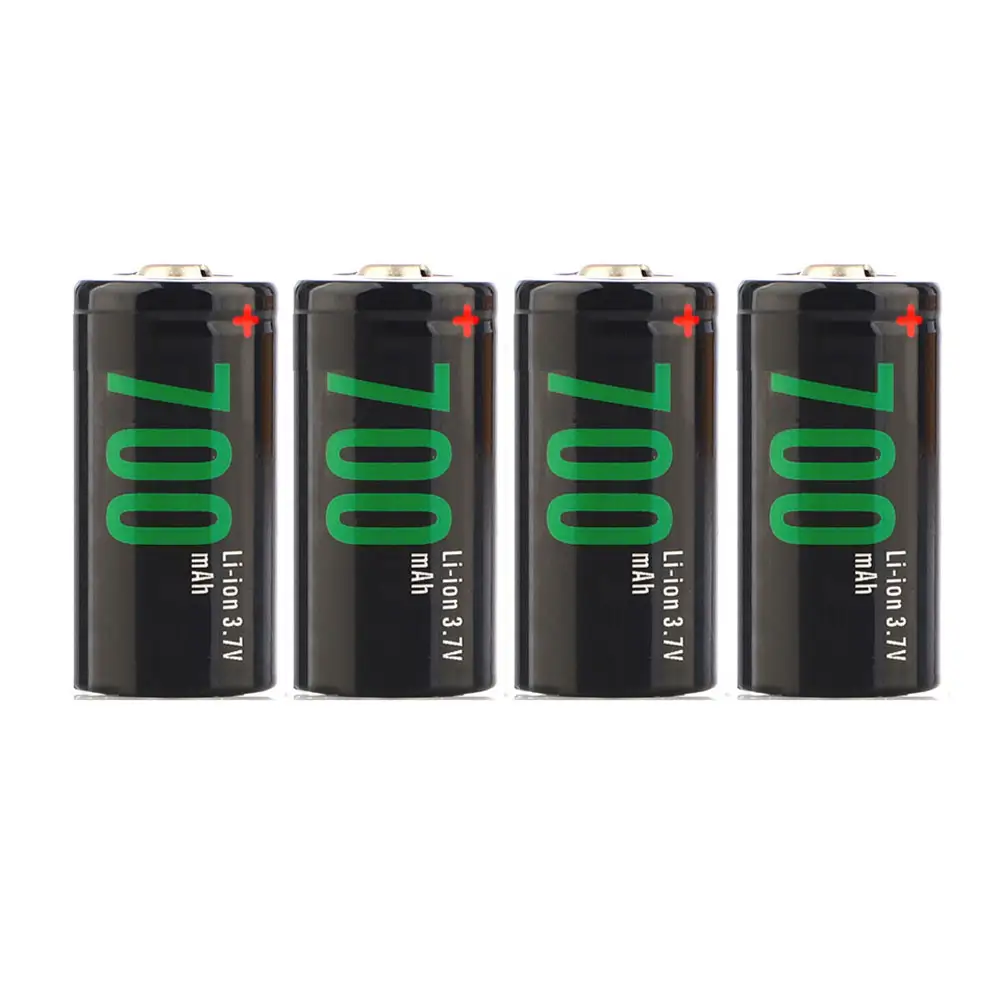 Li-ion RCR123/16340 CR123A size 3.7V Rechargeable Battery: 700mAh