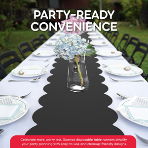 14X108 pollici usa e getta capesante da tavolo <span class=keywords><strong>in</strong></span> <span class=keywords><strong>plastica</strong></span> nera per banchetti di compleanno festa evento decorazione di qualità Premium - Product Image 3