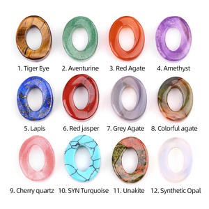 18X23mm cristal Natural <span class=keywords><strong>Q</strong></span> círculo en forma de botón hueco ovalado ornamento para DIY colgante collar fabricación de joyas amatista ágata ópalo - Product Image 2