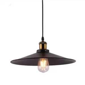 En gros abat-jour rond noir loft rétro industriel lampe suspendue resstaurznt vintage pendentif lampe