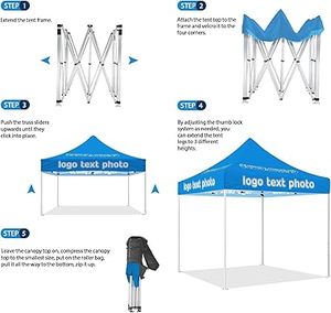 Entrega Rápida, Carpa Personalizada de 10x10 con Logotipo, Tela Oxford y Estructura de Acero, Carpa Plegable para Interiores/Exteriores - Product Image 2