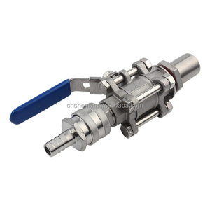 Kit de vanne à boisseau sphérique sans soudure en acier inoxydable 3 pièces BSP/NPT 1/2" pour brassage maison avec raccord rapide et embout cannelé pour tuyau - Product Image 1