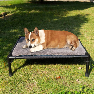 Portable Elevated <strong>Dog</strong> House with Striped Canopy | <strong>Outdoor</strong> Raised Cot <strong>Dog</strong> <strong>Bed</strong> with Iron Frame &amp; Oxford Fabric Weather Shelter - Product Image 3