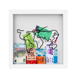 Travel Memories Keeper Souvenirs Photo Frames and Map Box Organizer for Postcards & Tickets Storage Boxes