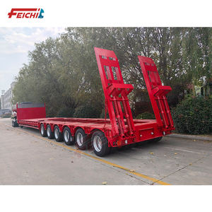 Semirremolque de <span class=keywords><strong>plataforma</strong></span> baja de 2 ejes y <span class=keywords><strong>4</strong></span> ruedas, de 18 m de largo, con capacidad para transportar contenedores de carga de 5 <span class=keywords><strong>metros</strong></span>, con <span class=keywords><strong>plataforma</strong></span> baja y ruedas auxiliares. - Product Image 5