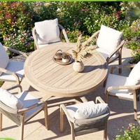 Muebles de Jardín Duraderos para Patio, Hotel o Jardín, Personalizados, Modernos, de Madera de Teca Sólida con Estructura de Aluminio, Comedor para 6 Personas CASA