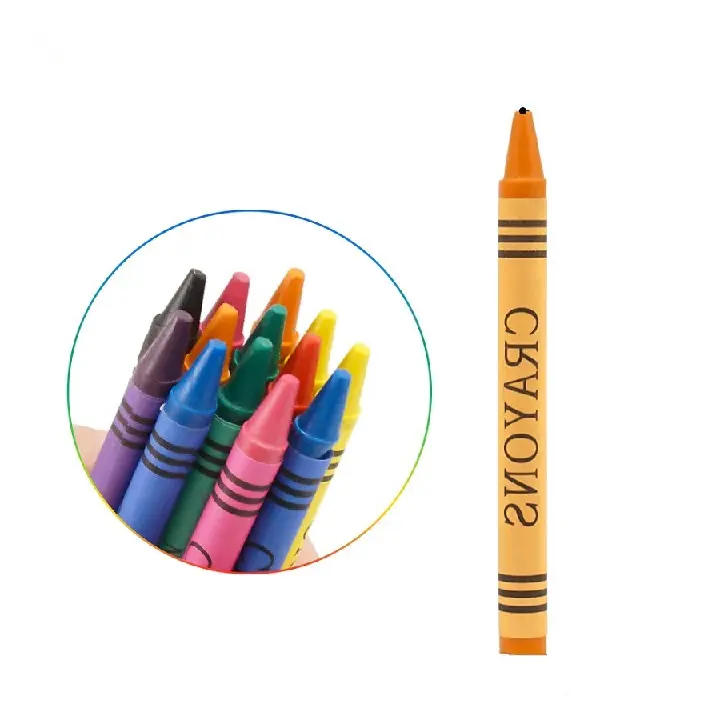 Emballage en vrac non toxique multicolore crayon de cire pour enfants 6 couleurs paquet Logo personnalisé 24 couleurs paquet crayons boîte ensemble pour enfants