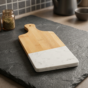 Cuisine en gros épais grand blanc en vrac rond personnalisé personnalisé koa noyer noir bois d'acacia planche à découper en bambou avec poignée - Product Image 3