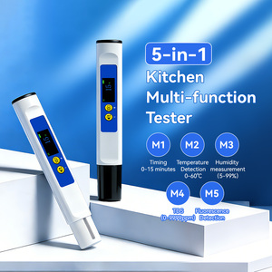 Stylo testeur d'eau d'aquarium 5 en 1 TDS, thermomètre numérique, hygromètre, minuteur de cuisine, détecteur d'agents fluorescents alimentaires - Product Image 2