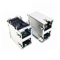Connecteur de port réseau RJ45 à deux ports avec connecteur Ethernet intégré LED 8P8C