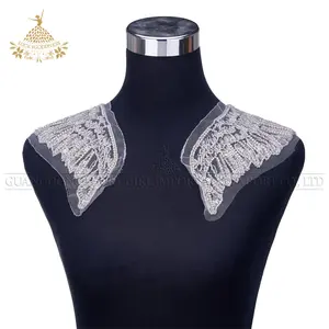 새로 날개 디자인 몸통 크리스탈 비즈 라인 석 아플리케 어깨 드레스